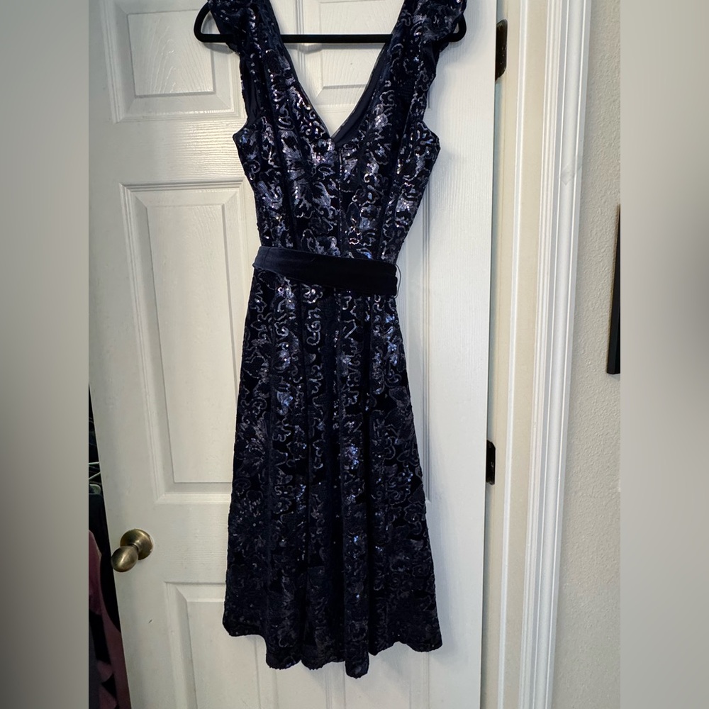 Ralph Lauren Blue V-Neck A-Line Cocktail Dress